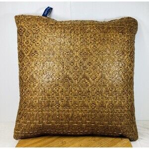 Ashford Court Faux Leather Woven Throw Accent Pillow 16”x16” Velvet (SET OF 2)